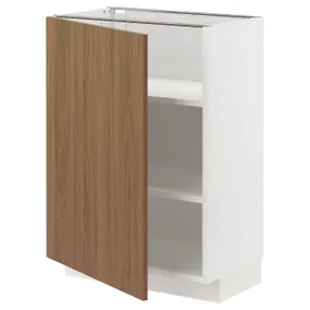 IKEA METOD МЕТОД, напольный шкаф с полками, белый / Имитация коричневого ореха, 60x37 см 295.189.12 фото