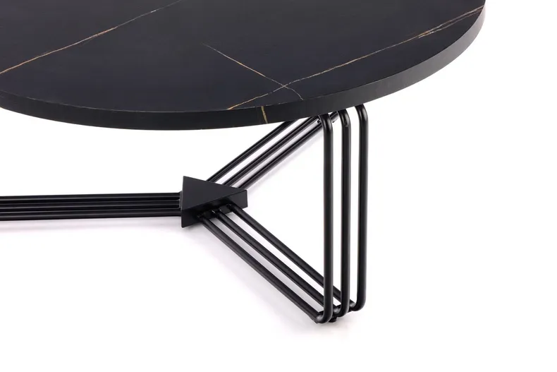 Журнальний стіл круглий HALMAR ANTICA 80x80 см, стільниця - чорний мармур, каркас - чорний фото №5