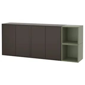 IKEA EKET ЭКЕТ, комбинация настенных шкафов, темно-серый / зеленый, 175x35x70 см 195.216.65 фото