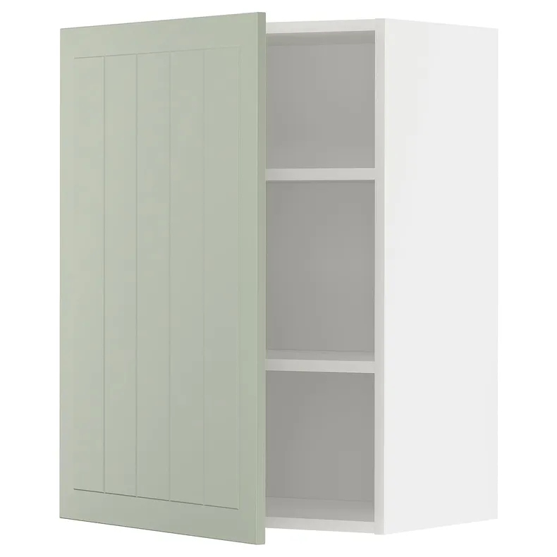 IKEA METOD МЕТОД, навесной шкаф с полками, белый / светло-зеленый, 60x80 см 294.872.51 фото №1