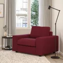 IKEA VIMLE ВІМЛЕ, крісло, з широкими підлокітниками/Lejde червоний/коричневий 894.768.72 фото thumb №2