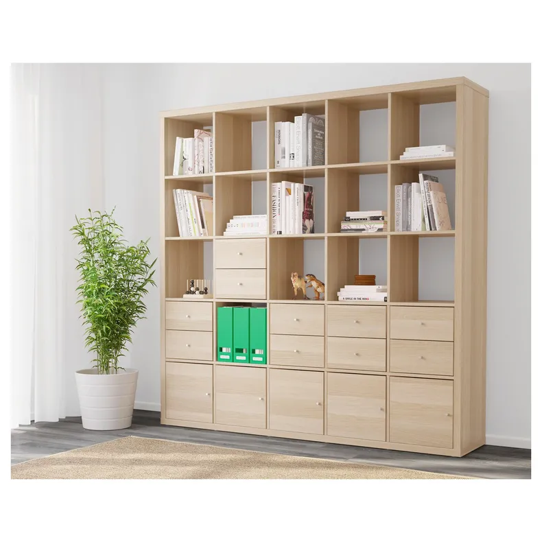 IKEA KALLAX КАЛЛАКС, стелаж, 10 вставок, імітація білого мореного дуба, 182x182 см 091.976.05 фото №2