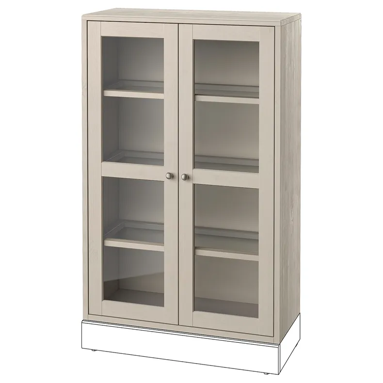 IKEA HAVSTA ХАВСТА, шафа зі скляними дверцятами, сірий бежевий, 81x35x123 см 405.292.59 фото №1