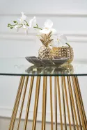 Стол на кухню HALMAR LIVERPOOL 120x120 см, столешница - прозрачная, ножки - золото фото thumb №5