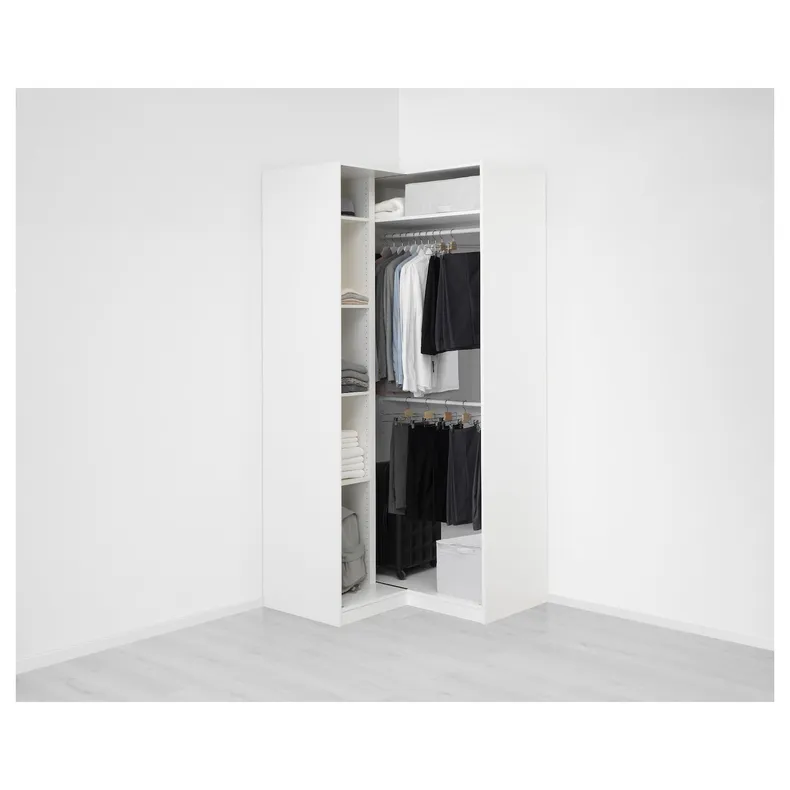 IKEA PAX ПАКС / GRIMO ГРИМО, гардероб угловой, белый / белый, 110 / 110x236 см 392.185.12 фото №4