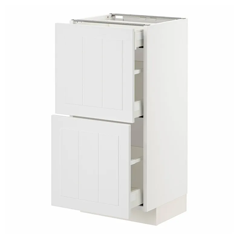 IKEA METOD МЕТОД / MAXIMERA МАКСИМЕРА, напольный шкаф / 2 фасада / 3 ящика, белый / Стенсунд белый, 40x37 см 294.095.12 фото №1