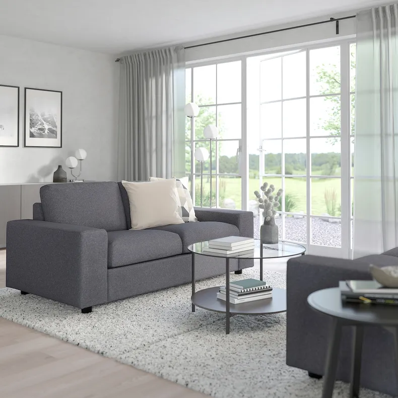 IKEA VIMLE ВІМЛЕ, 2-місний диван, з широкими підлокітниками ГУННАРЕД/класичний сірий 994.005.46 фото №2