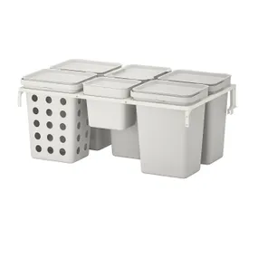 IKEA HÅLLBAR ХОЛЛБАР, решение для сортировки мусора, для кухонных ящиков METOD вентилируемый/светло-серый, 53 l 093.096.98 фото