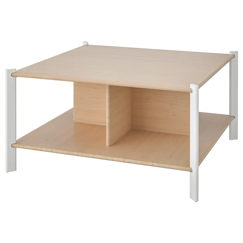 IKEA JÄTTESTA ЭТТЕСТА, журнальный стол, белый / светлый бамбук, 80x80 см 305.387.92 фото №1