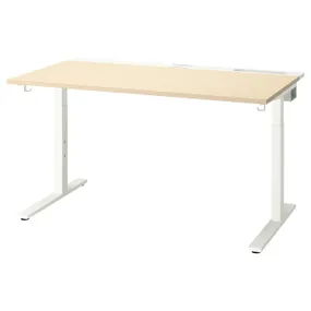 IKEA MITTZON МІТТЗОН, письмовий стіл, береза okl/біла, 140x80 см 495.281.18 фото