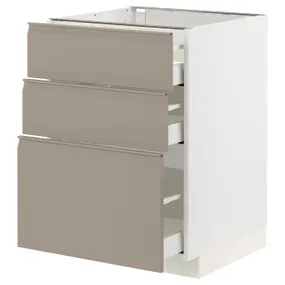 IKEA METOD МЕТОД / MAXIMERA МАКСИМЕРА, напольный шкаф с 3 ящиками, белый / матовый темно-бежевый, 60x60 см 294.916.20 фото