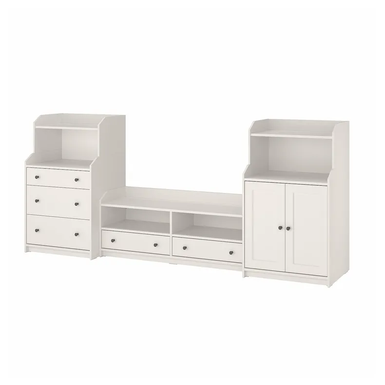 IKEA HAUGA ХАУГА, комбінація шаф для телевізора, білий, 277x46x116 см 993.884.36 фото №1