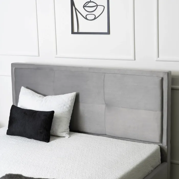 Кровать двуспальная бархатная MEBEL ELITE ANDRE Velvet, 160x200 см, светло-серый фото №6