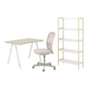 IKEA TROTTEN / FLINTAN ТРОТТЕН / ФЛИНТАН / EKENABBEN ЭКЕНАББЕН, стол и комбинация для хранения, и вращающееся кресло бежевого / белого цвета 794.368.29 фото thumb №1