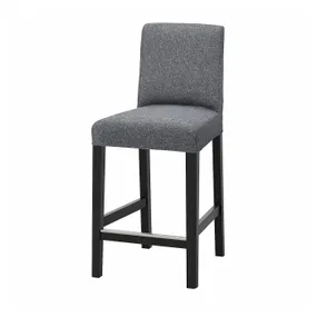 IKEA BERGMUND БЕРГМУНД, барний стілець зі спинкою, чорний / Gunnared середньо-сірий, 62 см 593.846.90 фото