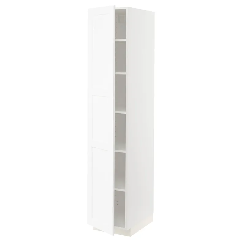 IKEA METOD МЕТОД, высокий шкаф с полками, белый Энкёпинг / белая имитация дерева, 40x60x200 см 994.735.09 фото №1