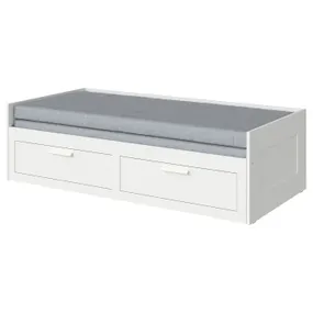 IKEA BRIMNES БРИМНЭС, кушетка с 2 матрасами/2 ящиками, белый/Эготнес твердый, 80x200 см 194.973.40 фото