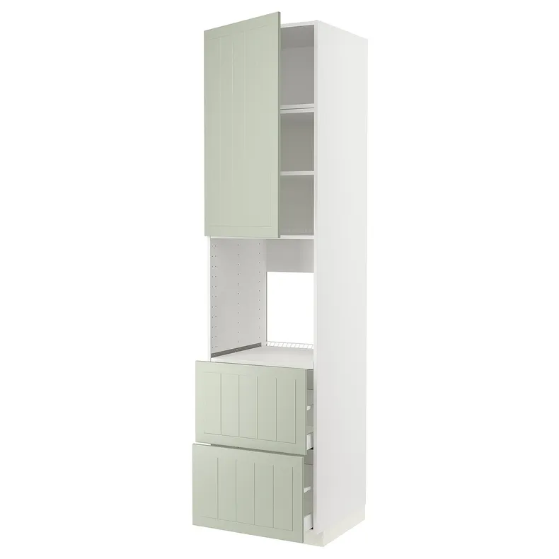 IKEA METOD МЕТОД / MAXIMERA МАКСИМЕРА, высокий шкаф д / духовки+дверь / 2ящика, белый / светло-зеленый, 60x60x240 см 594.863.06 фото №1