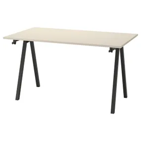 IKEA TROTTEN ТРОТТЕН, письменный стол, бежевый / антрацит, 140x80 см 894.295.50 фото