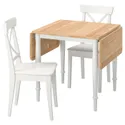 IKEA DANDERYD ДАНДЕРЮД / INGOLF ІНГОЛЬФ, стіл+2 стільці, дуб okl білий / білий, 74 / 134x80 см 094.783.99 фото thumb №1