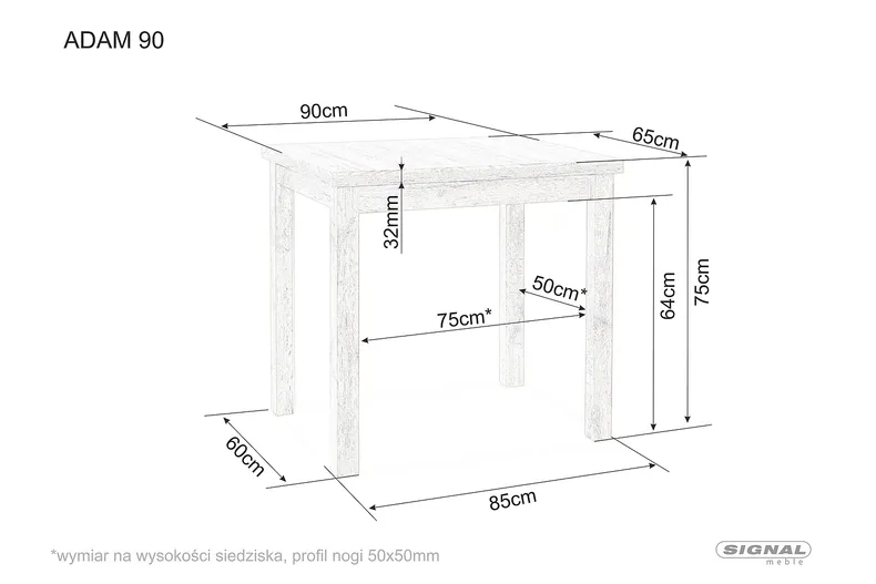 Стіл SIGNAL ADAM 90, дуб сонома, 65x90 фото №2