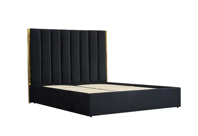 Ліжко двоспальне HALMAR PALAZZO 160x200 см, чорне / золоте фото №1