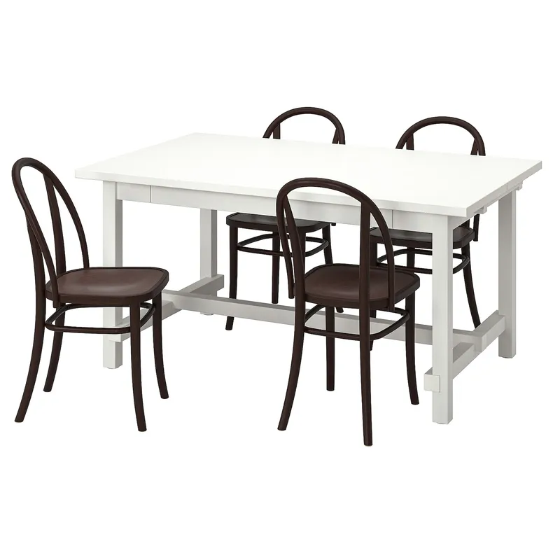 IKEA NORDVIKEN НОРДВИКЕН / SKOGSBO СКОГСБУ, стол и 4 стула, белый / темно-коричневый, 152 / 223 см 995.282.10 фото №1