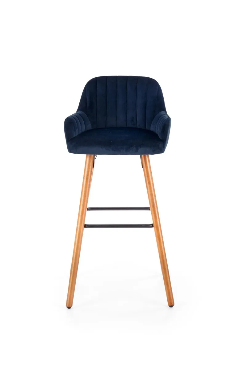 Барный стул HALMAR H93 ножки хокера - орех, обивка - темно-синий фото №7