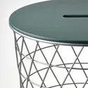 IKEA KVISTBRO КВІСТБРУ, стіл із відділенням для зберігання, сріблястий / темний сіро-зелений, 44 см 805.335.70 фото thumb №5