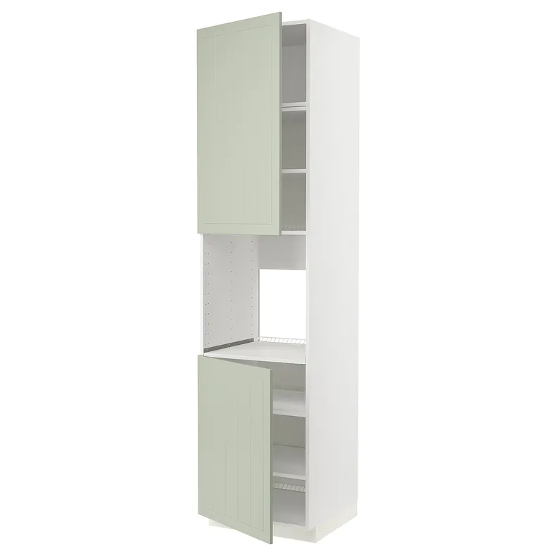 IKEA METOD МЕТОД, висока шафа для дух, 2 дверцят / пол, білий / Стенсунд світло-зелений, 60x60x240 см 894.864.56 фото №1