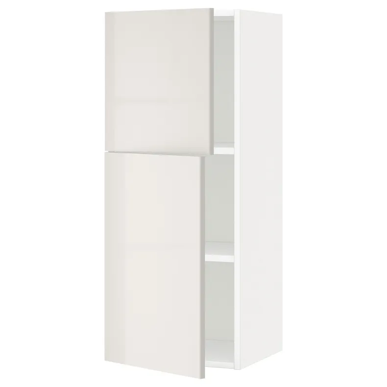 IKEA METOD МЕТОД, навесной шкаф с полками / 2дверцы, белый / светло-серый, 40x100 см 394.565.98 фото №1