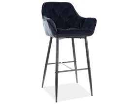 Барный бархатный стул SIGNAL CHERRY H-1 Velvet, Bluvel 19 - черный фото