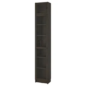 IKEA BILLY БИЛЛИ / OXBERG ОКСБЕРГ, стеллаж + стекл. двери / доп. модуль, темно-коричневая имитация дуб, 40x30x237 см 394.833.61 фото