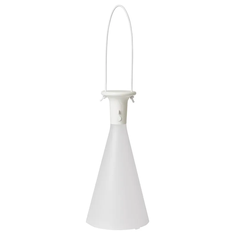 IKEA SOLVINDEN СОЛВИДЕН, настольная лампа, светодиодная, для внешнего аккумулятора / фигурный конус белый, 26 см 705.718.88 фото №1