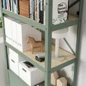 IKEA BROR БРУР, стеллаж с 1 шкафчиком, серо-зеленая / сосновая фанера, 85x40x190 см 895.161.42 фото thumb №5