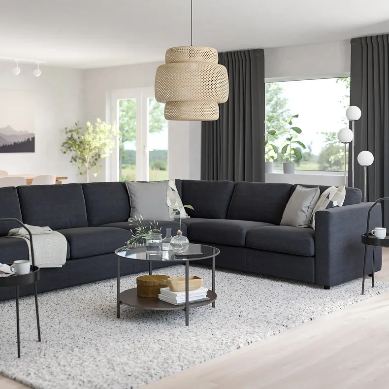 IKEA VIMLE ВИМЛЕ, 5-местный угловой диван, Саксемара черно-синяя 493.996.87 фото №2