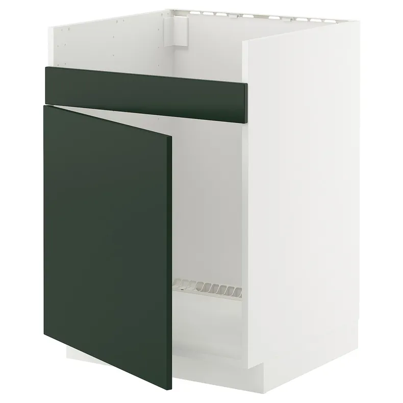 IKEA METOD МЕТОД, напольный шкаф для мойки ХАВСЕН, белый/Гавсторп темно-зеленый, 60x60 см 495.572.76 фото №1