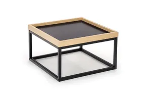 Журнальний столик дерев'яний HALMAR VESPA S, 53х53 см, стільниця : натуральна, ніжки : чорні фото