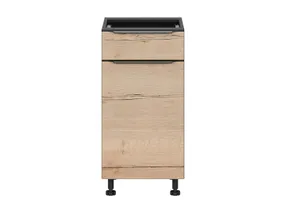 BRW Sole L6 40 см левый кухонный шкаф с ящиком дуб галифакс натуральный, Черный/дуб галифакс натур FM_D1S_40/82_L/SMB-CA/DHN фото