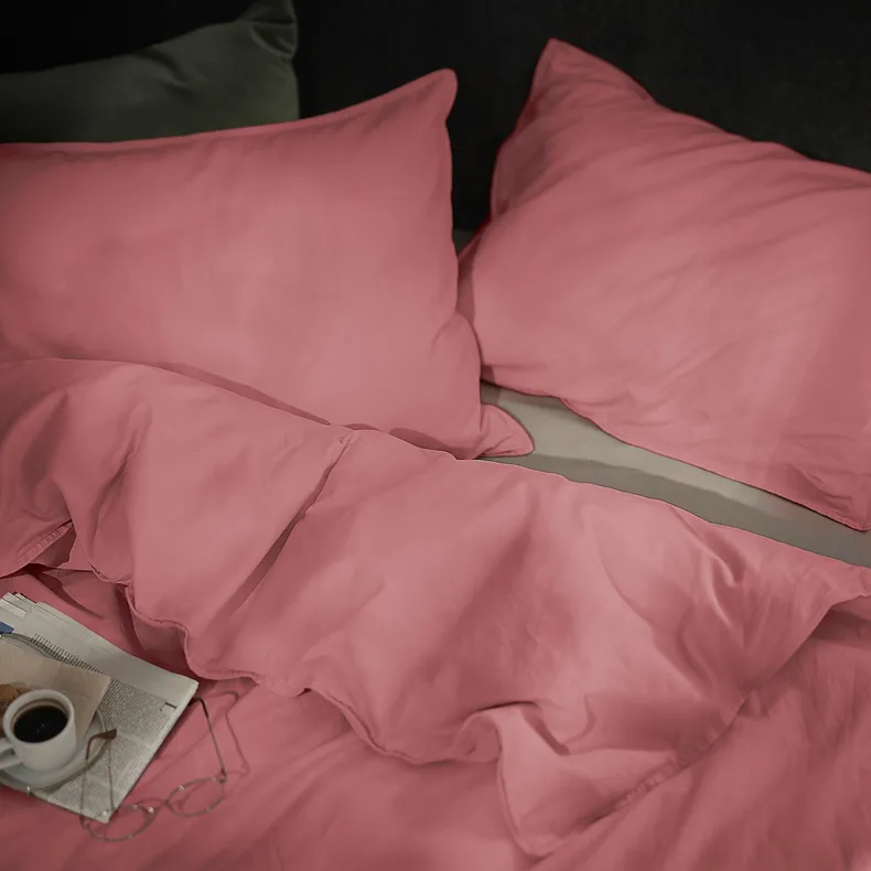 IKEA ÄNGSLILJA ЭНГСЛИЛЬЯ, пододеяльник и наволочка, тёмно-розовый, 150x200 / 50x60 см 305.376.36 фото №5