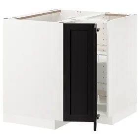 IKEA METOD МЕТОД, угловой напольн шкаф с вращающ секц, белый / Лерхиттан с черными пятнами, 88x88 см 393.739.18 фото