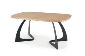 Обеденный стол раскладной HALMAR VELDON 160-200x90 см, столешница - натуральный дуб, ножки - черные фото