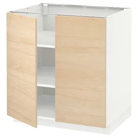 IKEA METOD МЕТОД, напольный шкаф с полками / 2дверцами, белый / аскерсундский узор светлый ясень, 80x60 см 894.574.73 фото