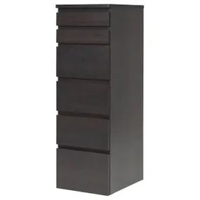 IKEA MALM МАЛЬМ, комод с 6 ящиками, чёрный / коричневый / зеркальный, 40x123 см 504.035.89 фото