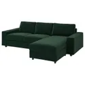 IKEA VIMLE ВИМЛЕ, 3-местный диван с козеткой, с широкими подлокотниками/Djuparp темно-зеленый 394.326.87 фото thumb №1