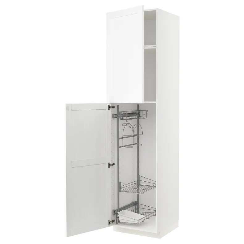 IKEA METOD МЕТОД, высокий шкаф с отд д / акс д / уборки, белый Энкёпинг / белая имитация дерева, 60x60x240 см 494.735.21 фото №1