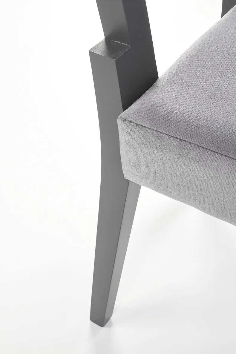 Кухонний стілець оксамитовий HALMAR Sorbus Velvet, оббивка - сірий / ніжки - масив бука фото №5