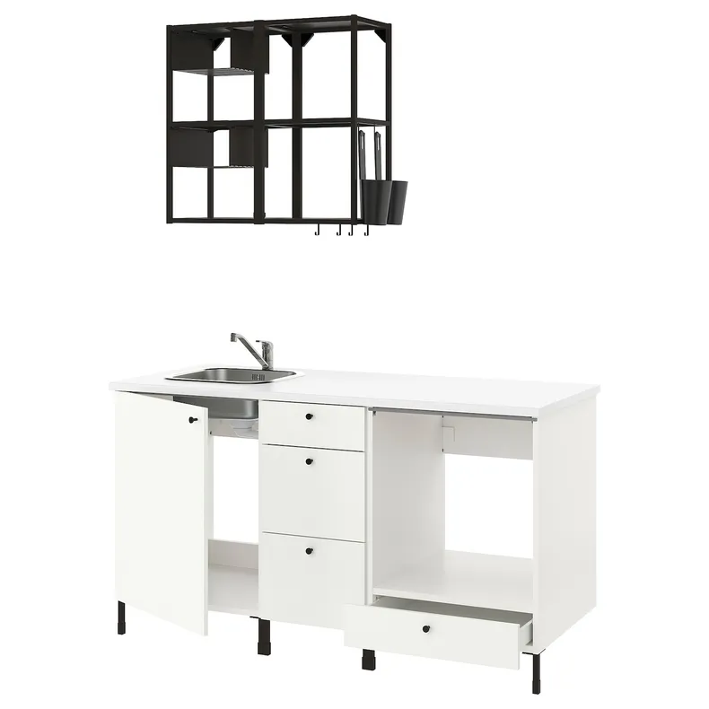 IKEA ENHET ЭНХЕТ, кухня, антрацит / белый, 163x63.5x222 см 093.374.32 фото №1