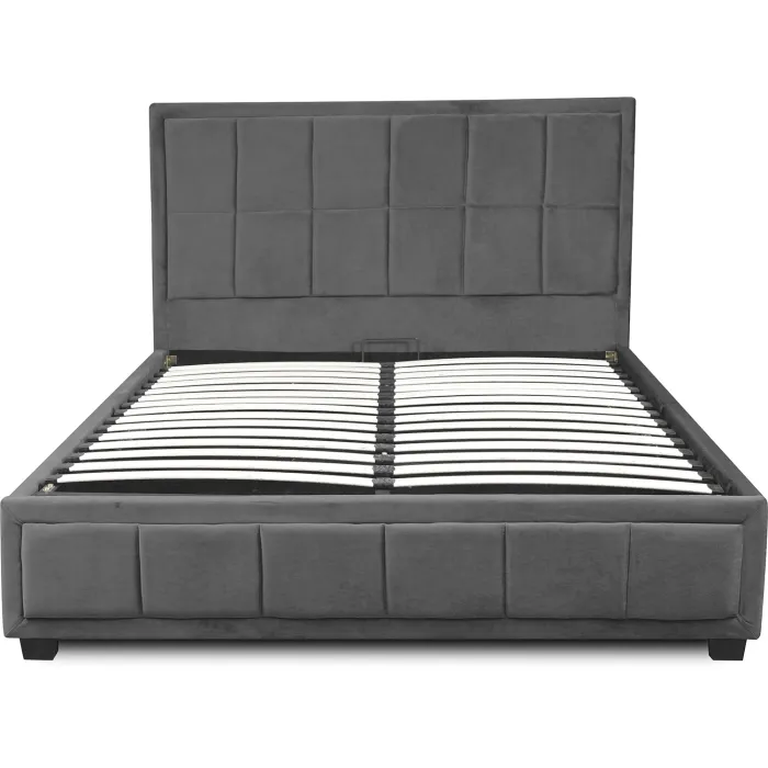 Кровать двуспальная бархатная MEBEL ELITE CARLOS Velvet, 140x200 см, серый фото №11