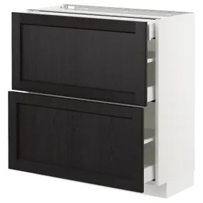 IKEA METOD МЕТОД / MAXIMERA МАКСИМЕРА, напольный шкаф / 2фасада / 3ящика, белый / Лерхиттан с черными пятнами, 80x37 см 792.568.37 фото